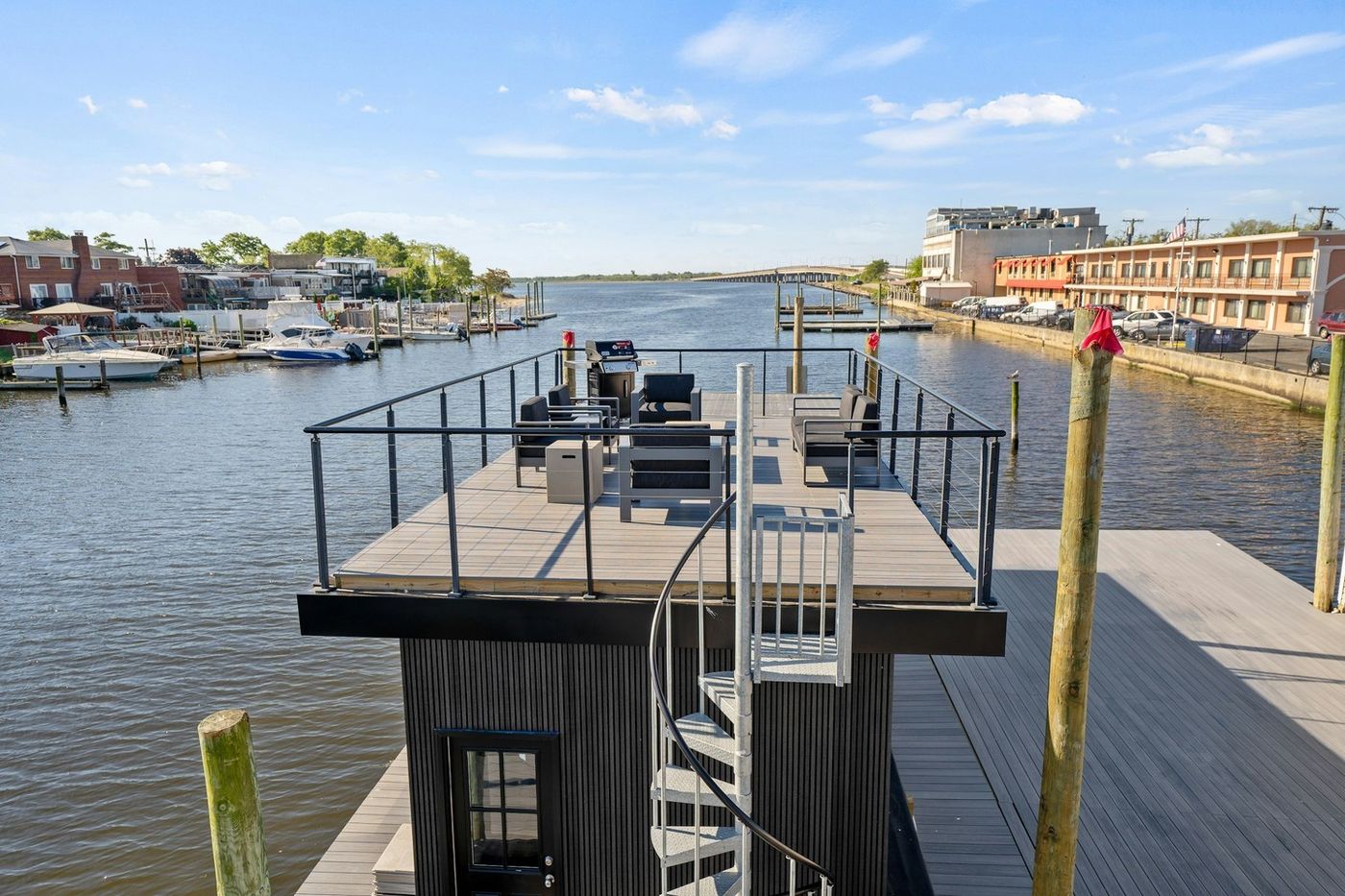 Marina walkway and moored boats